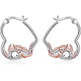 YFN Animal Earrings Sterling Silver Animal Heart Hoop Dangle Earrings Cute Jewelry Gifts for Women