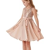 GRACE KARIN Gold Dress for Girls Sparkly Sequin Fancy Party Formal Homecoming Birthday Sleeveless