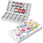 PERFECTSIGHT 24 Slots Switch Game Card Case for Nintendo Switch Lite/ OLED, Cute Game Holder Case for 24 Switch Game Cards and 48 SD Cards, Kawaii Portable Compact Storage Box for Cloud Star KB