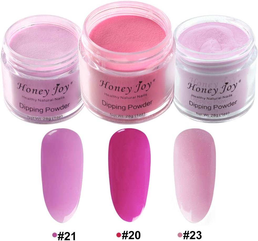 3pcs 28g/Box Red Rose Pink Colors Fine Dipping Powder Without Lamp Cure Nails Dip Powder Summer Gel Nail Color Powder Natural Dry (#20-21-23)…