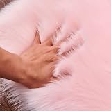 Cumay Super Soft Faux Area Rug 23.6 x 35.4 Pink Living Room Bedroom view 3
