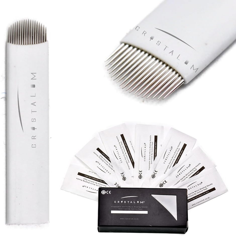 Microblading Blades 18U or 21U Pins PRO Range 0.20mm Flexi Needles Eyebrow Tattoo CRYSTALUM® Nano (21U-5)