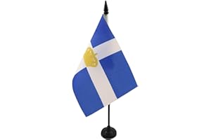 Kingdom of Greece 1863-1973 Table Flag 5'' x 8'' - greek Desk Flag 21 x 14 cm - Black plastic stick and base - Drapeau Royaum