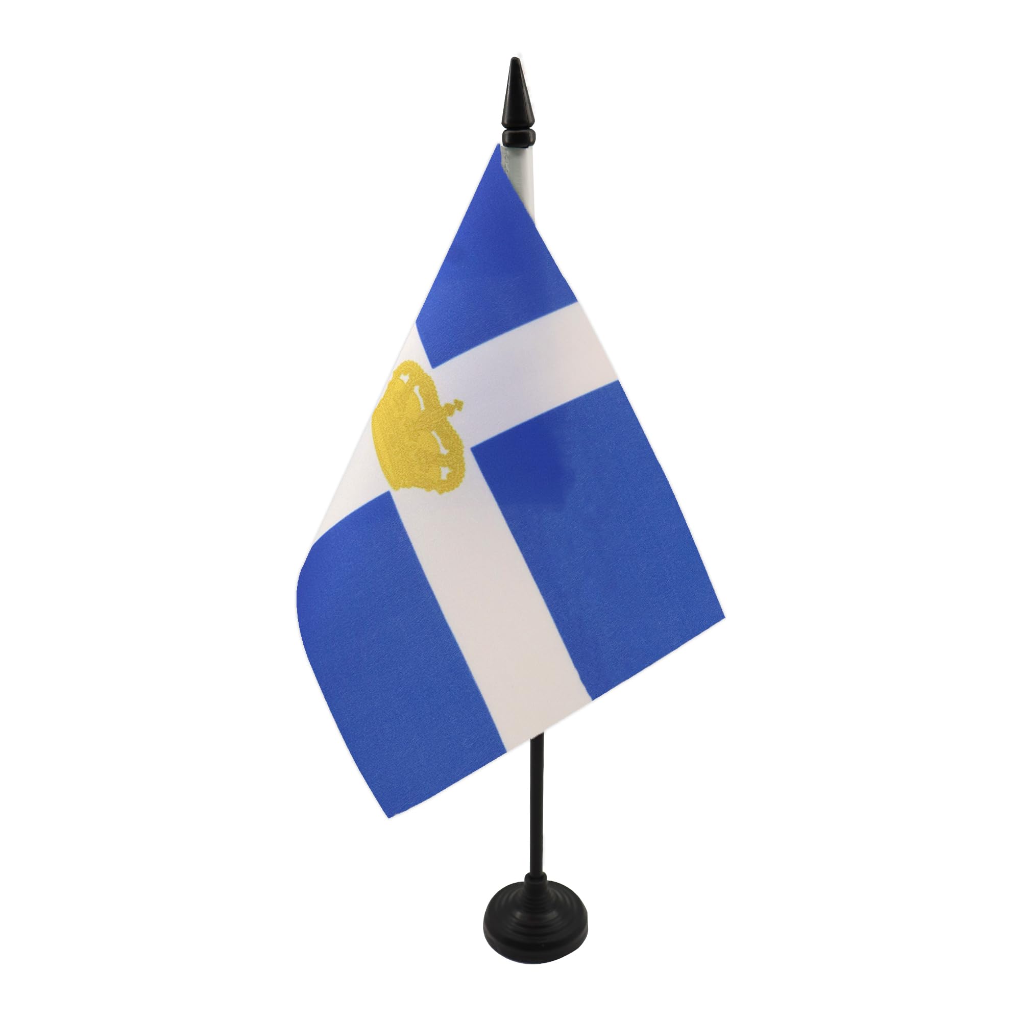 AZ FLAG Kingdom of Greece 1863-1973 Table Flag 5'' x 8'' - greek Office Decoration 100% Polyester 21 x 14 cm - Mini Desk Flag with Pole and Black Plastic Base