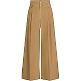 PRETTYGARDEN Womens Spring Wide Leg Palazzo Pants 2026 Trendy Loose Button High Waist Pleated Work Business Casual Trousers