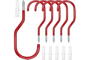 Ticway Bike Hooks Heavry Duty 6-Pack,Bicycle Storage Hanger Screw in Ceiling Hooks,Utility Hooks for Wall,Garage,Garden Organization and Storage,Fits Hanging All Bike Types,Bicycle Storage Hooks
