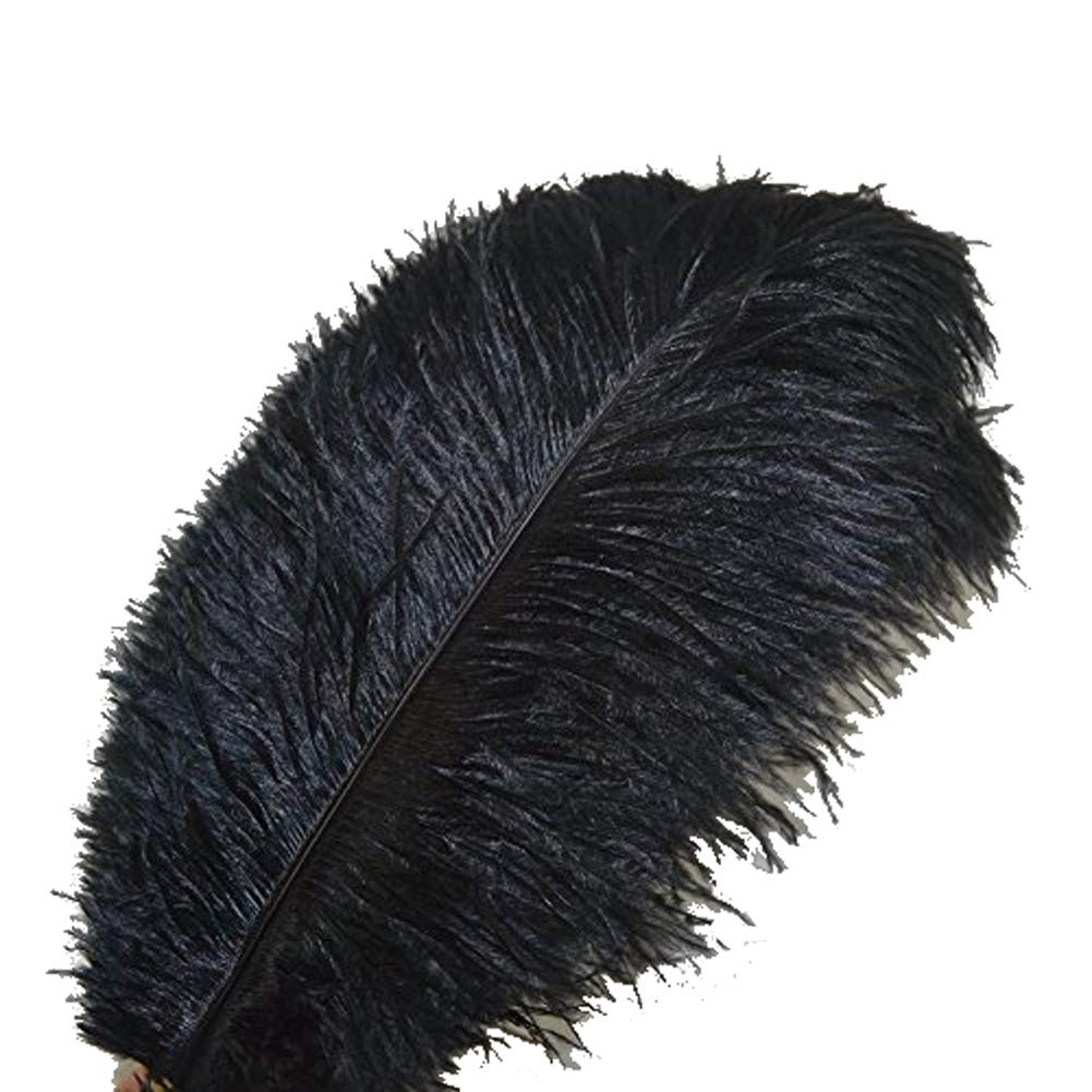 KOLIGHT Set of 10pcs 35~40cm Natural Ostrich Feathers for DIY Home Wedding Party Office Decoration (Black)