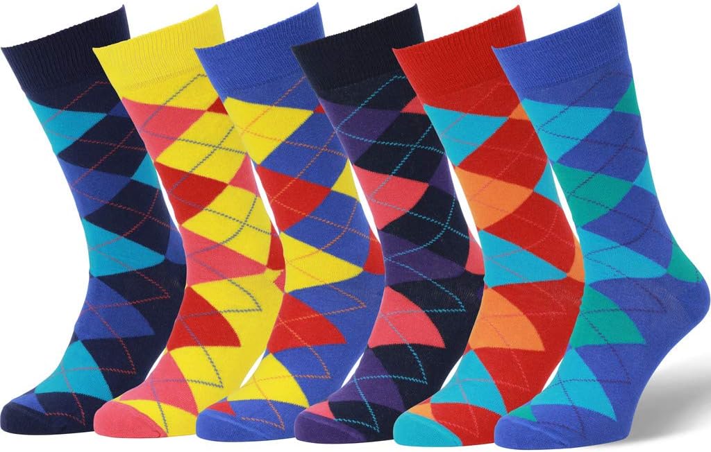 Easton Marlowe Mens Socks 6 Pairs Cotton Socks for Men Multipack 6-9/6-11/9-11/9-12 Fun Patterned Cool Socks