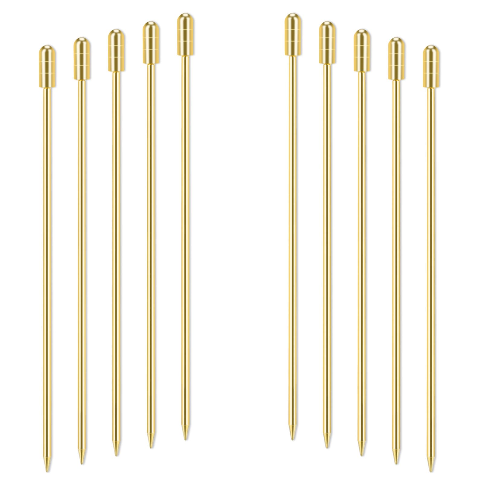 Polly Online 10pcs Cocktail Sticks Set Stainless Steel Fruit Sticks,Reusable Drink Picks Appetizer Toothpicks Martini Glass Picks