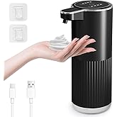 GuDoQi Automatic Touchless Foaming Soap Dispenser, 4-Level Adjustable Foam, USB Rechargeable Hand Soap Dispenser for Bathroom, Kitchen Countertops, 12.2oz/360mL, Black