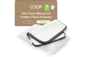 Coop Home Goods Original Adjustable Toddler Pillow and Ultra-Tech Waterproof Protector White Bundle, Breathable Mini Pillow for Kids with Adjustable Support and Premium Memory Foam