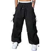 JMIERR Men's Baggy Cargo Pants Trendy Casual Parachute Pant Loose Fit Harem Joggers with Pockets for Streetwear