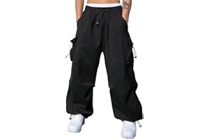 JMIERR Men's Baggy Cargo Pants Trendy Casual Parachute Pant Loose Fit Harem Joggers with Pockets for Streetwear