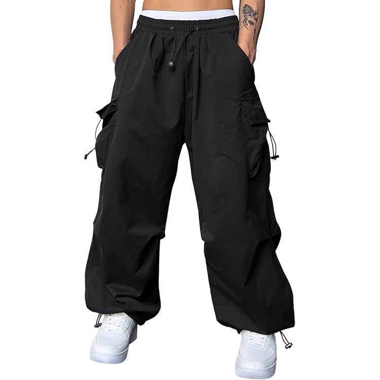 WZIKAI Men's Baggy Cargo Pants Casual Parachute Cargo Pants Loose