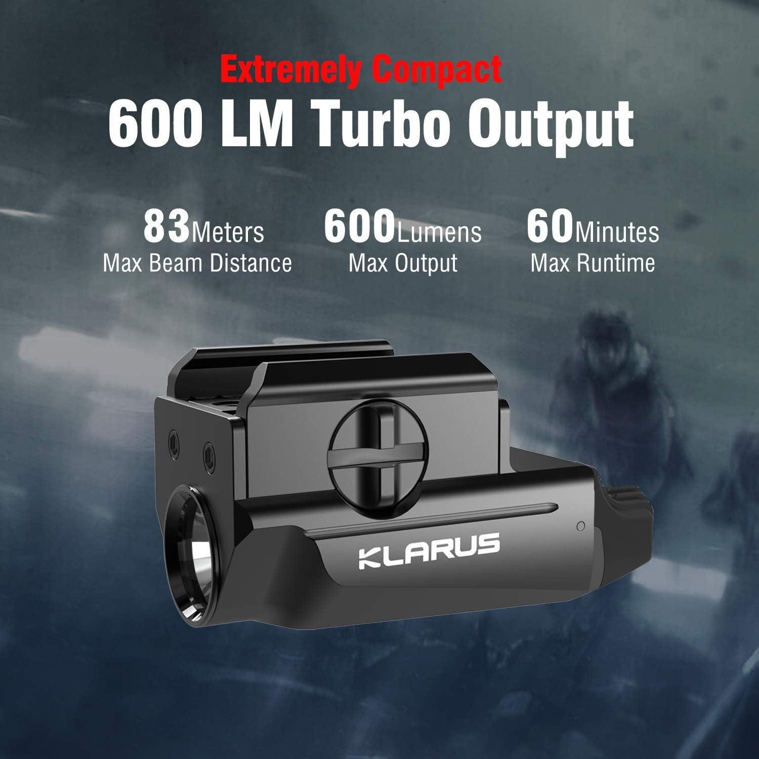 klarus GL1 Rechargeable Pistol Torch Light, 600 Lumens Compact Tactical