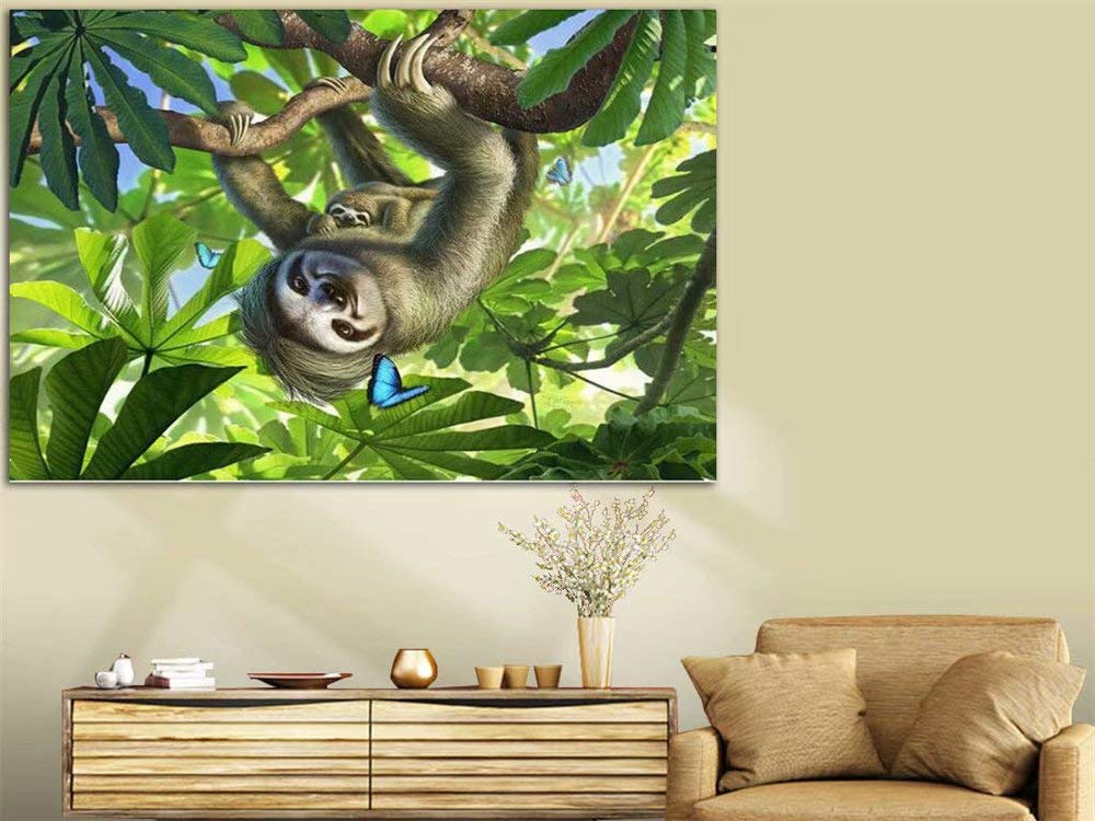 Diy 5D Diamond Sticker Painting Kits Arts Crafts - Butterfly Leafy Tree Sloth(Frameless)