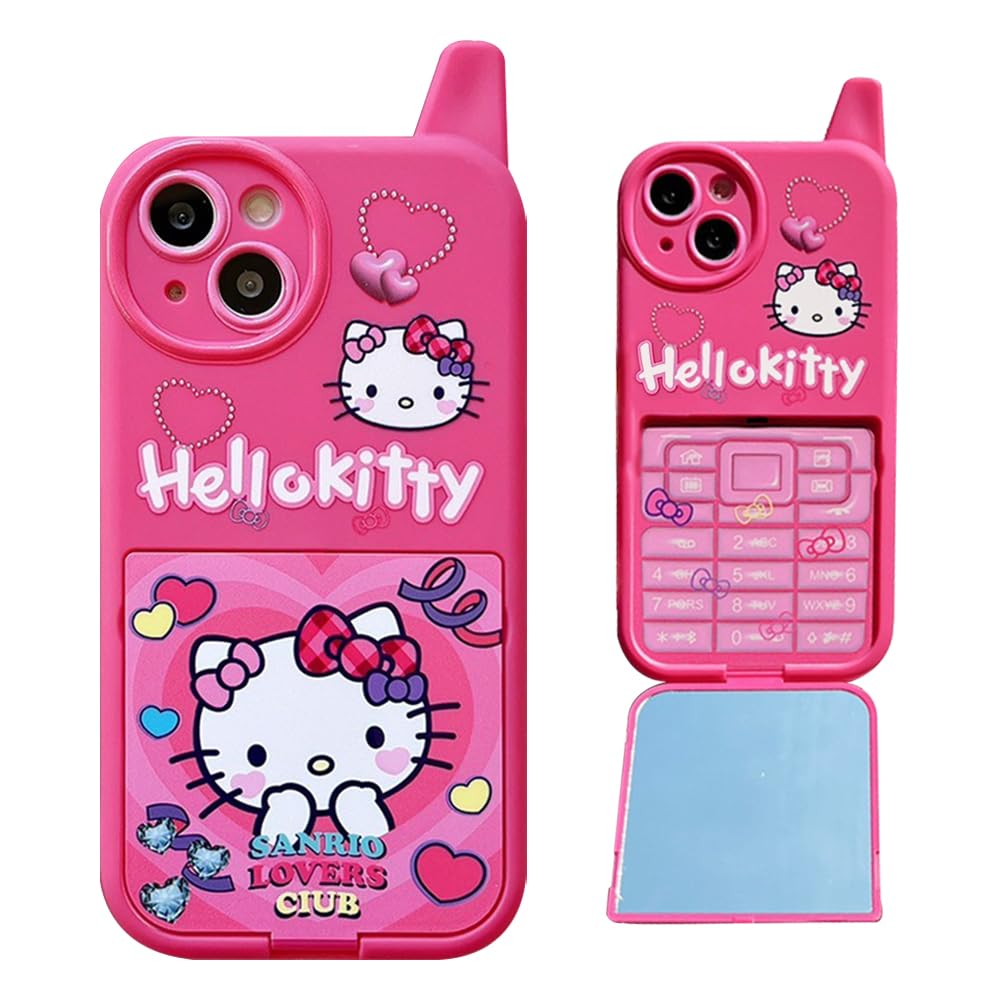 Cartoon Case for iPhone 15 Case, Cute Funny Kawaii Cat Kitty Phone Case 3D Character Soft Silicone Cover Case for Kids Girls and Womens