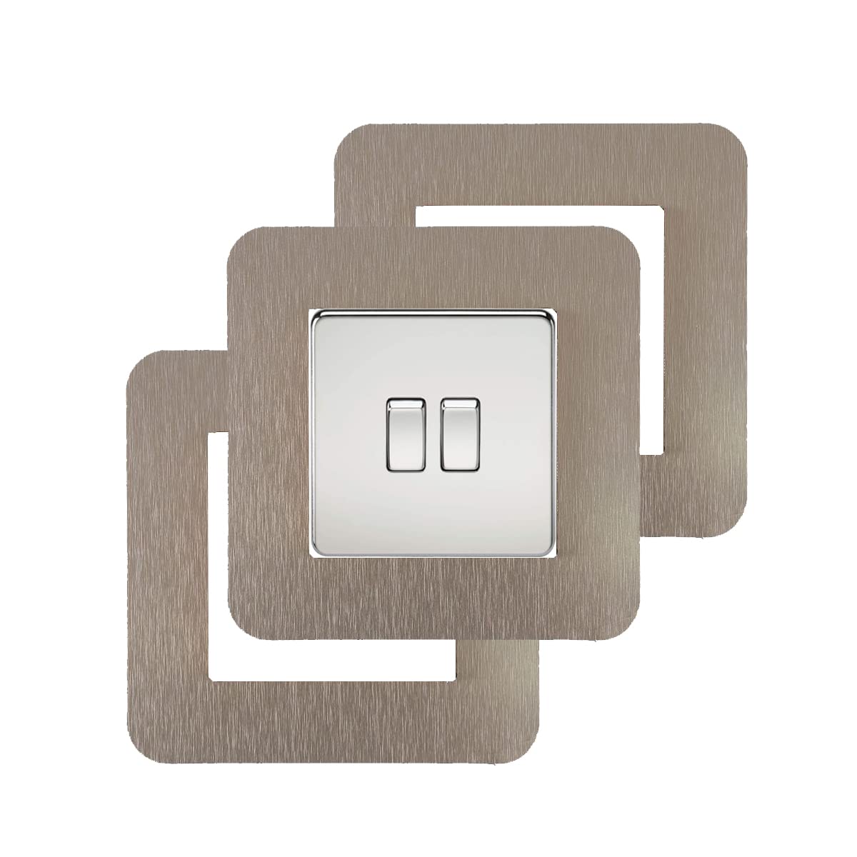 3 Count Acrylic Single Light Switch Surround Socket Switch Sticker Cover Solid Color - Champagne