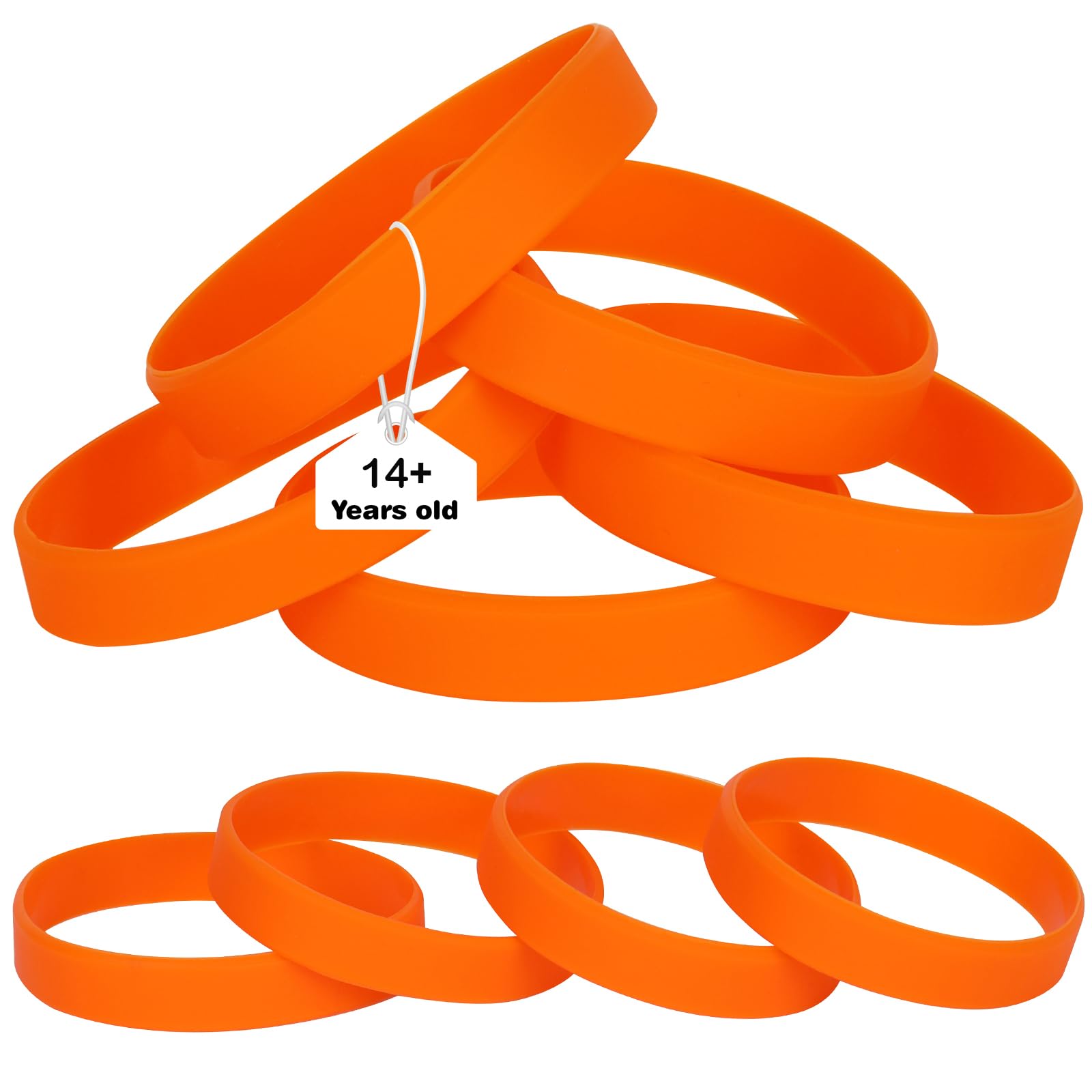 LVNRIDS Orange Silicone Elastic Wristbands Rubber Bracelets 25 Pcs for Adult, 20.2 cm Length Coloured Wrist Bands Silicone for Business School Activity Party Events Music Festival
