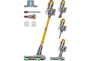AIDTIPS Cordless Vacuum Cleaner, 650W/55KPA, 70 Mins Runtime Self-Standing Stick Vacuum, Vacuum Cleaners for Home with Anti-Tangle Brush, Smart Display, 1.8L Cup Vacuum for Pet Hair/Carpet/Floor (Gold)