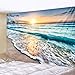 Fabric Tapestry Decorative Wall Art Tablecloth Bedspread Picnic Blanket Beach Throw Blanket for Bedroom Hall Dormitory Living Room Hanging Sea Water Dusk Beach Sunset Print (200 x 150 cm)