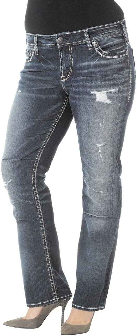 Silver Jeans Women's PlusSize Suki Mid Rise Ripped Slim