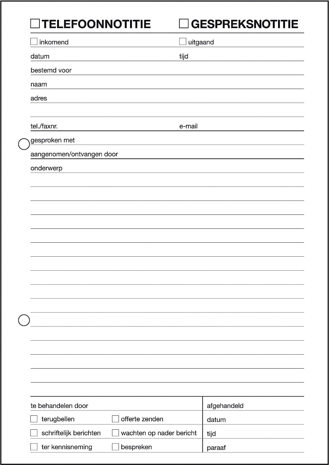 Sigel Expres 30235 Telephone Memo Pad Dutch Language A5 Set of 5