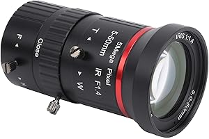 5MP Industrial Zoom Lens CS Mount Manual Aperture FL5‑50mm Security CCTV Accessory,Low Distortion,High Compatibility,Quick Fo
