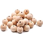 cozyou 100 Pcs 20mm Natural Wood Beads Unfinished Round Ball Wooden Loose Beads for Garland, Home Decor, DIY Crafts