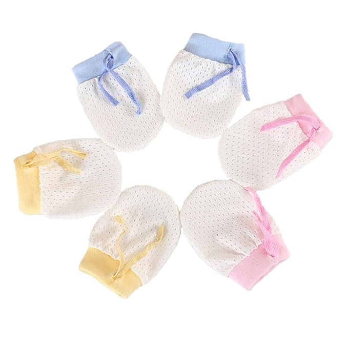 ZGJ Affe 3 Paare Baby Handschuhe gegen Kratzen - Sommer Dünne,Atmungsaktivem Mesh,Einstellbarer,No Scratch Fäustlinge für Neu