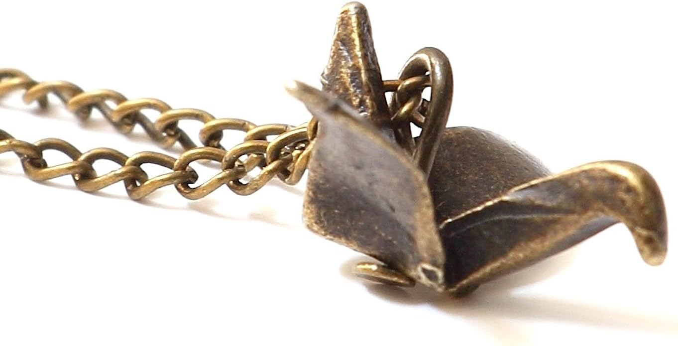 Origami Crane Necklace Folded Metal World Peace Sign Anti War Bird NM08 Charm