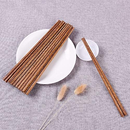 10 works Natural Wood Chopsticks, Reusable Natural Wooden Chopsticks, 9.8'' Chinese Chopsticks Tableware Set for Noodle,Sushi - Image 5