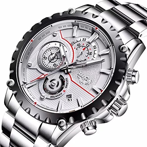 Mens watches full steel waterproof sport analog quartz watch men …