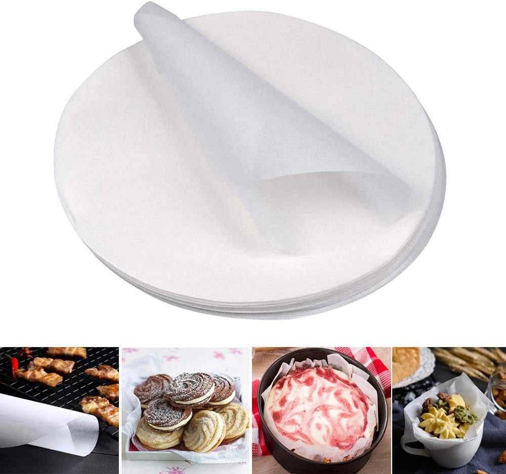 100 PCS Round Parchment Paper, 11 inch NonStick Greaseproof Baking Parchment Paper Sheets Paper