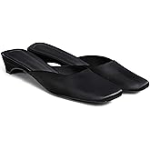 Coutgo Women's Mules Low Kitten Heel Closed Square Toe Slip On Backless Dress Shoes,Size Fits Large