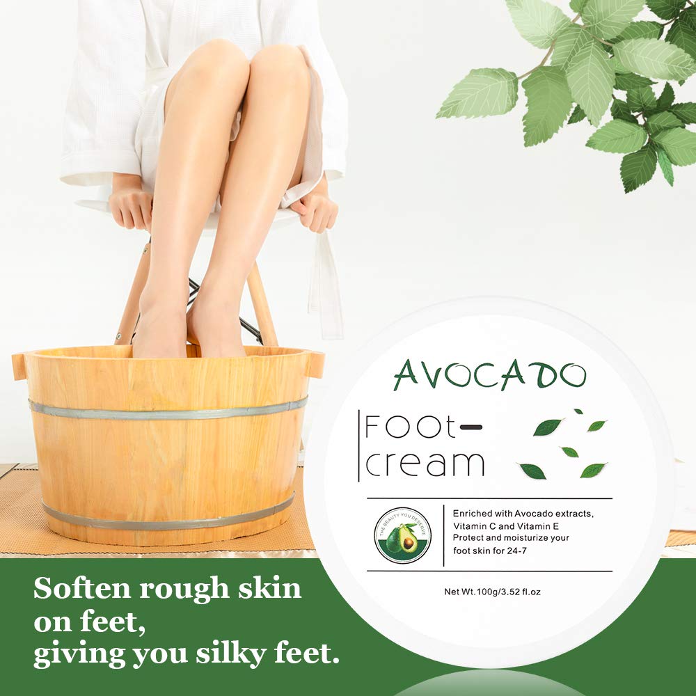 Avocado Essence Foot Cream | Non-greasy Foot Lotion for Rough, Dry, Calloused Feet, Heels and Soles | Exfoliator & Moisturizer | Organic Feet Balm for softening rough skin on feet | 3.52 fl.oz : Beauty