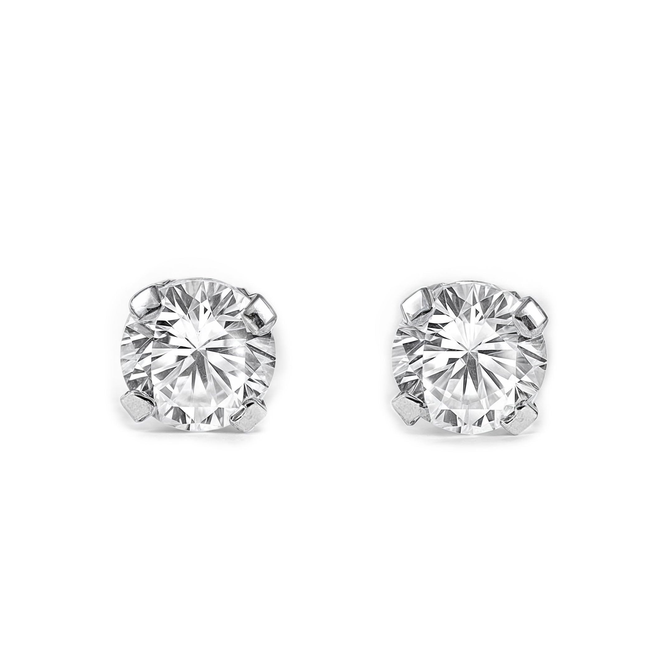 Mondepetit - 18ct White Gold Cubic Zirconia 3 mm Children's Baby Earrings shine