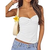 Cioatin Women Strapless Twist Knot Sweetheart Neck Bandeau Tube Sleeveless Slim Fit Y2K Crop Tank Tops Summer Going Out