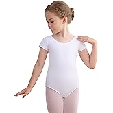 Mecceos Dance Ballet Leotards Basic Short Sleeve for Girls Toddler Gymnastics Outfit Bodysuit