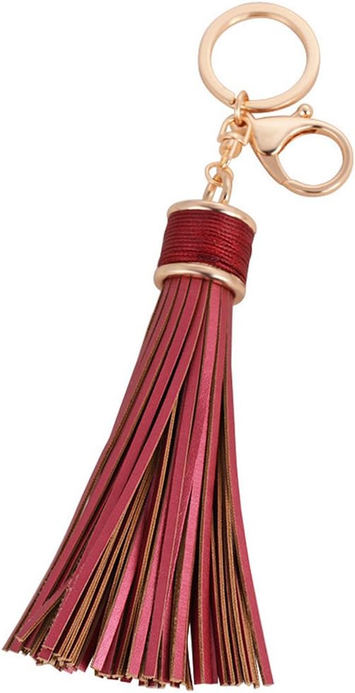 Elegant Keychain Leather Tassel Keyring Zinc Alloy Car Handbag Purse Key Ring Decoration for Women Girls