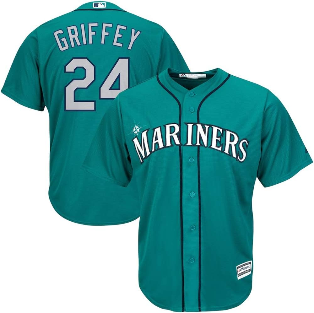 GHQROGBY Personalized Jersey Baseball Shirt Major League Baseball No. 24 Griffey Jersey White/Cyan-Blue, Size: M-3XL
