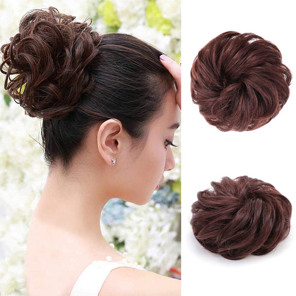 Amazon Com 2pcs 100 Human Hair Bun Extensions Curly Wavy Messy