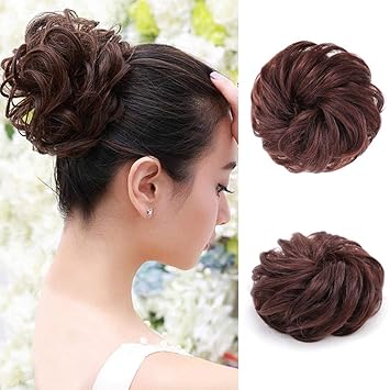 Amazon Com 100 Human Hair Wavy Bun Messy Hair Scrunchies Pieces
