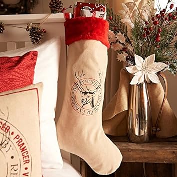 Amazon.de: Weihnachten Rentier Weihnachtsstrumpf mit Rot Kunstfell