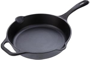 VICTORIA Cast Iron Skillet. Frying Pan with Long Handle, 10", Black (SKL-210)