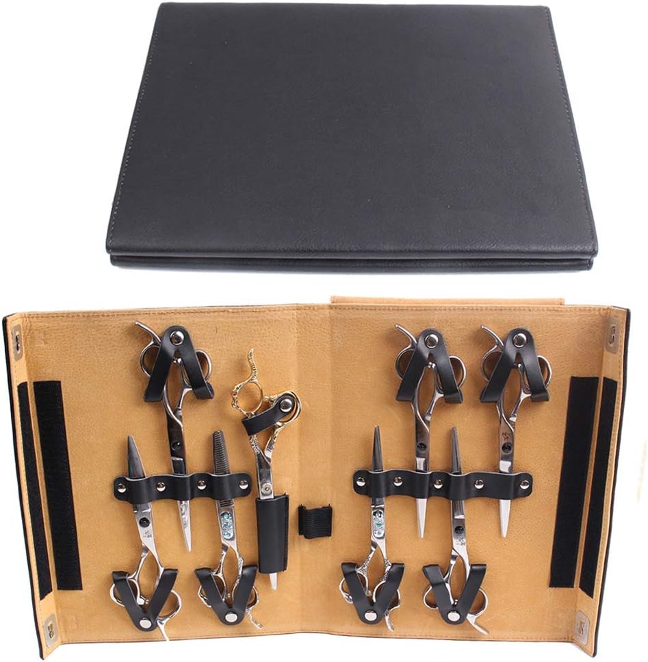 WANGXN Scissor Cases Holder for Hairdressers PU Leather Pouch Holder Barber Hair Scissors Organizer