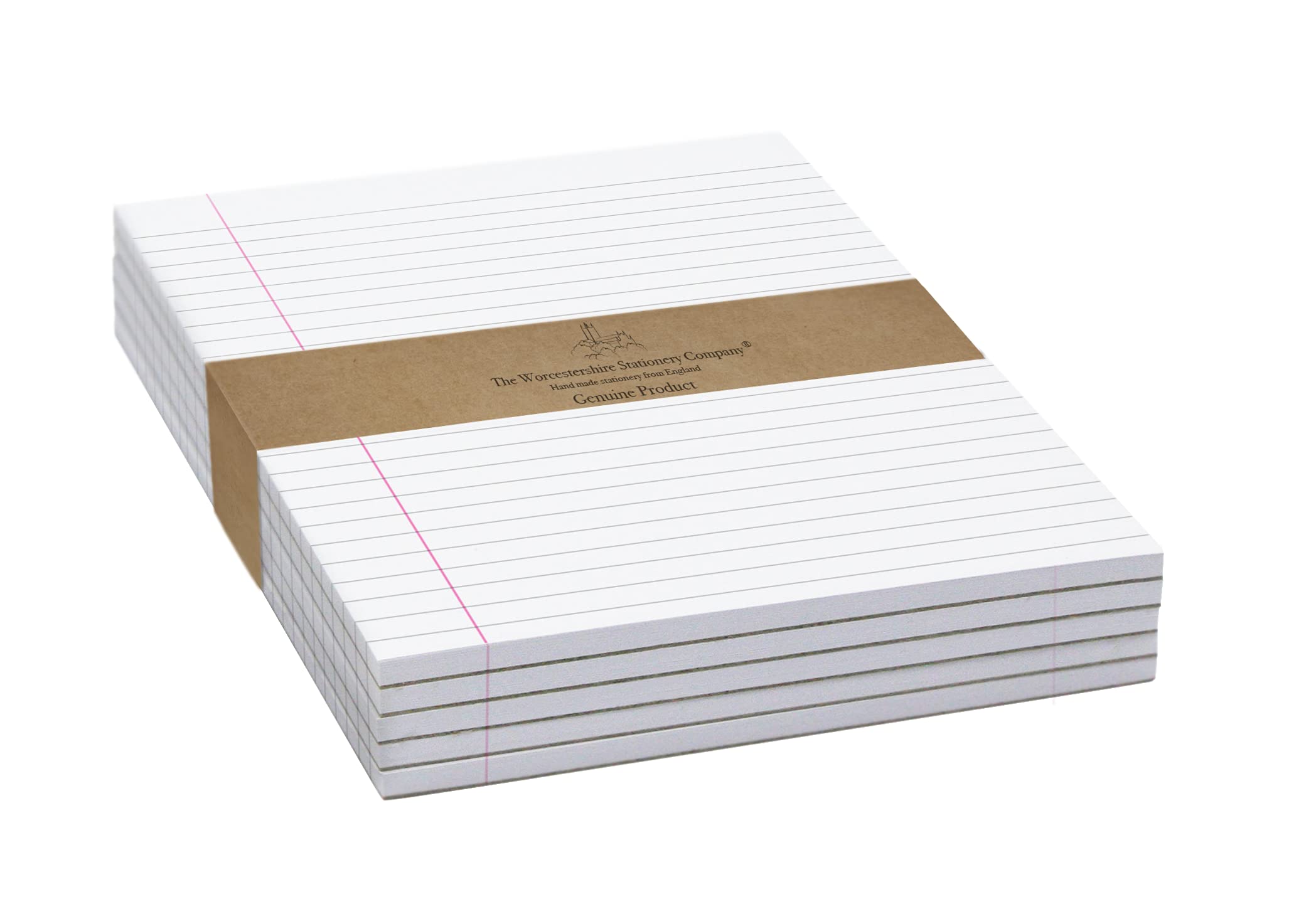 The Worcestershire Stationery Company A5 lined note pad, pack of 5 (Lined (with margin))
