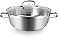 Duxtop Professional Stainless Steel Cooking Pot, 5.7-Quart Stock Pot with Glass Lid, Impact-bonded Technology