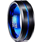 NUNCAD Tungsten Wedding Band for Men Women with Grooved | 4/6/8/10mm Width, Multicolor Grooved Center, Comfort Fit, Sizes 4-17, Gym Training &amp; Long-term Everyday Wear