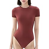 PUMIEY Women's Crew Neck Short Sleeve Thong Bodysuit Fashion T-shirt Tops Smoke Cloud Pro Collection